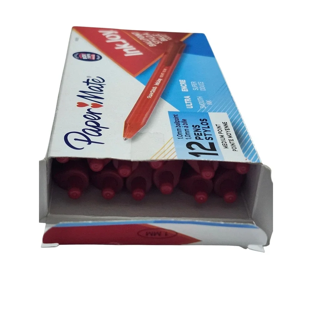 Paper Mate InkJoy 100 RT Retractable Ballpoint Pens Red 1.0mm Medium 12 Pack Box